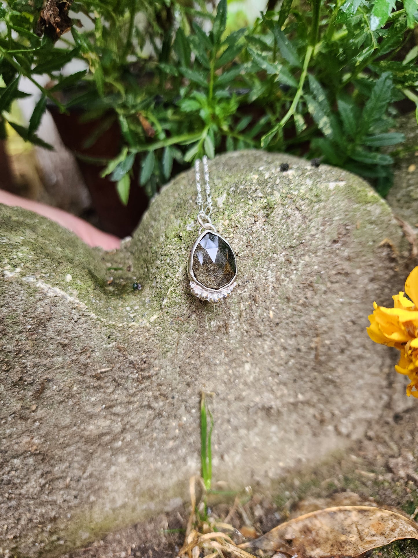 Goldsheen Obsidian and Sterling Pearl Pendant