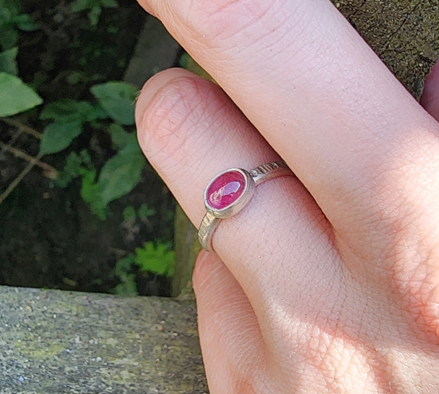 Pink Tourmaline Stacking Ring- Size 6.5