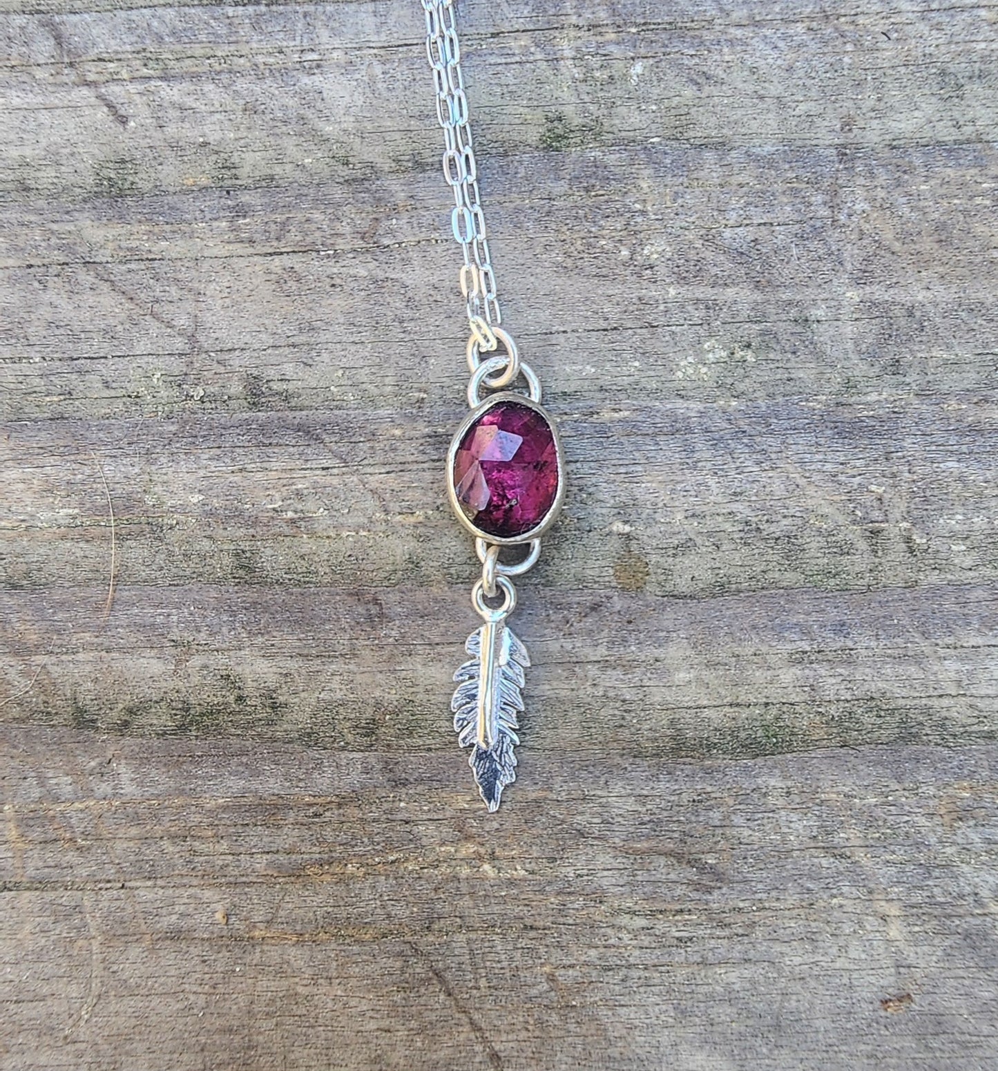 Rhodolite Garnet Fern Pendant #02