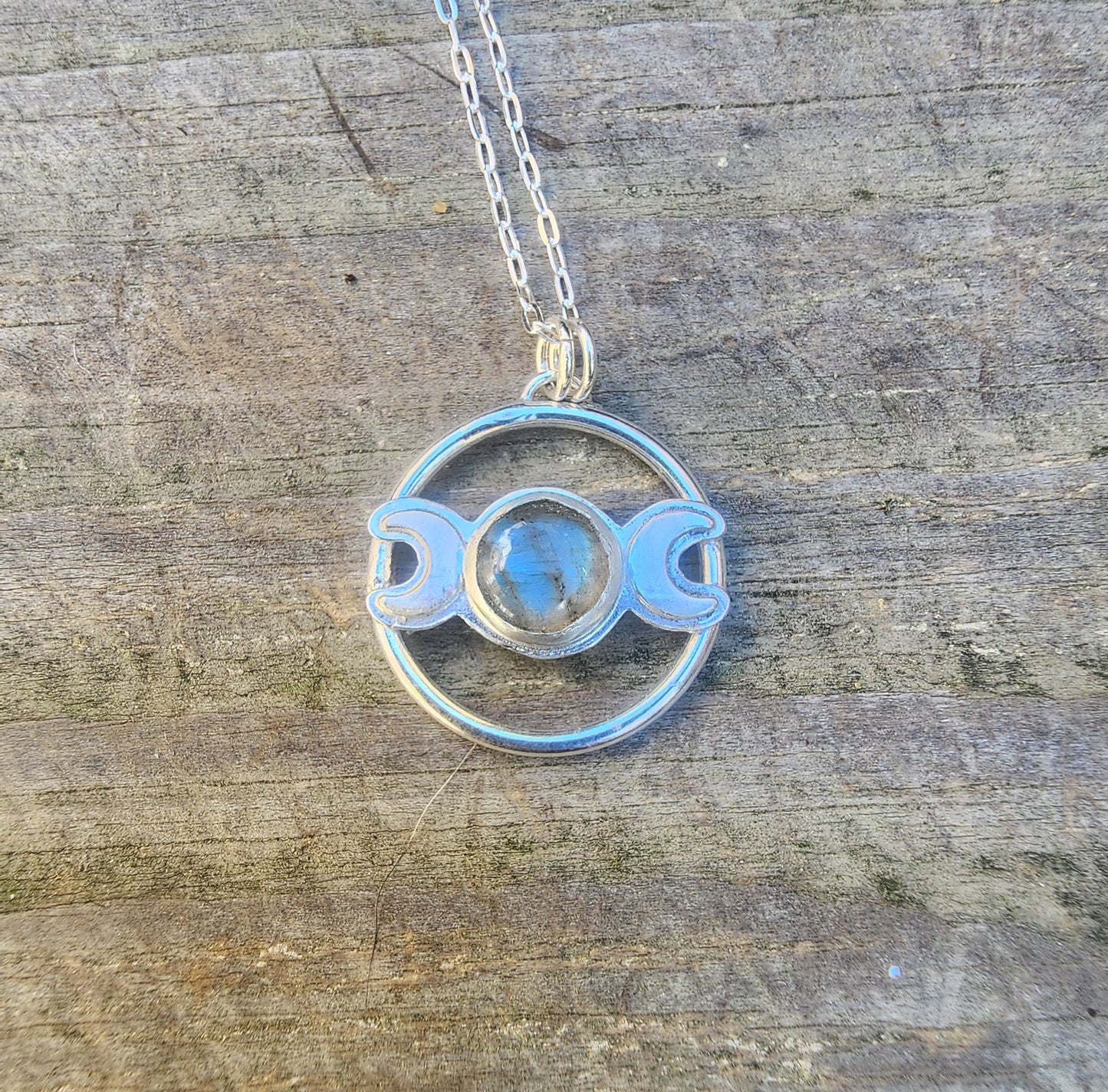 Labradorite Triple Moon Pendant