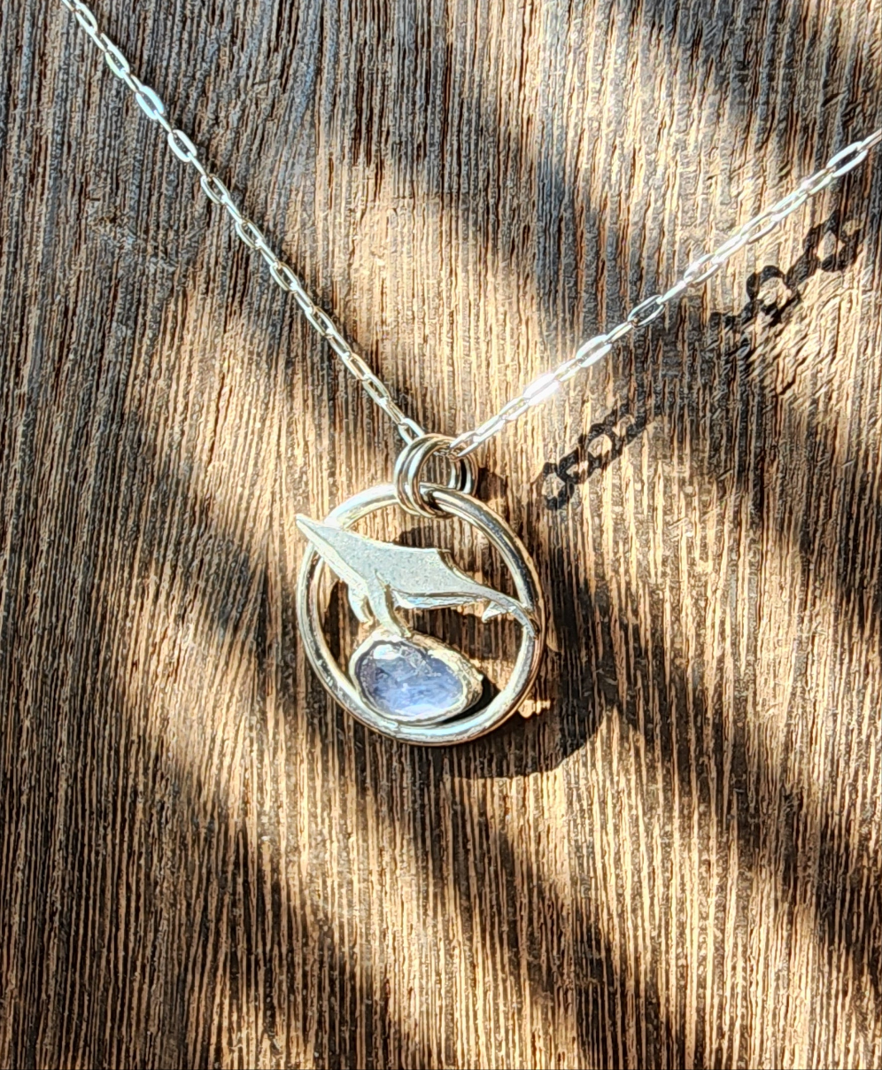 Mini Whale and Iolite Pendant #02