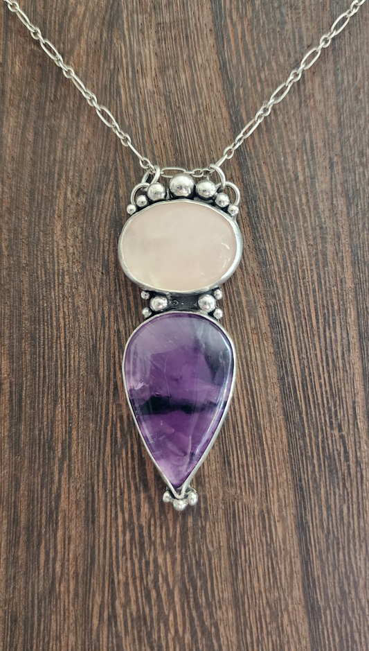 Rose Quartz and Amethyst Pendant