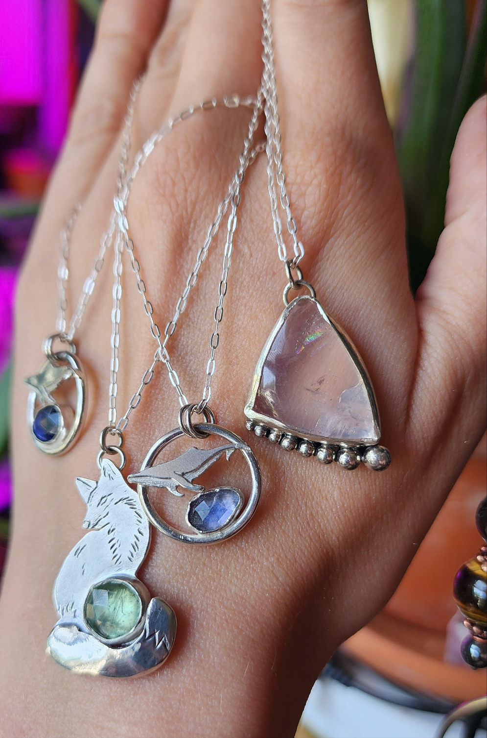 Mini Whale and Iolite Pendant #02