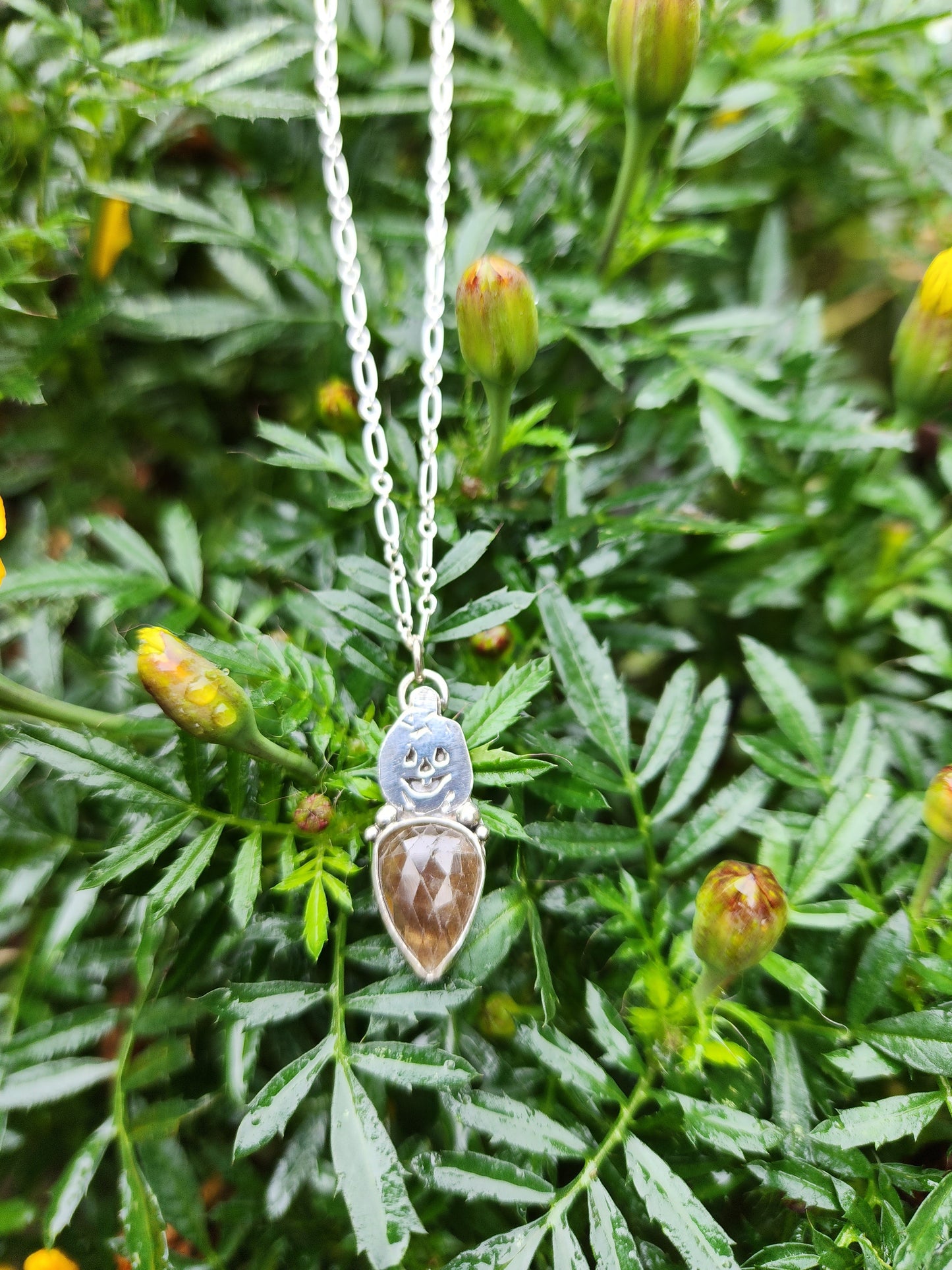 Jack O'Lantern and Sapphire Pendant
