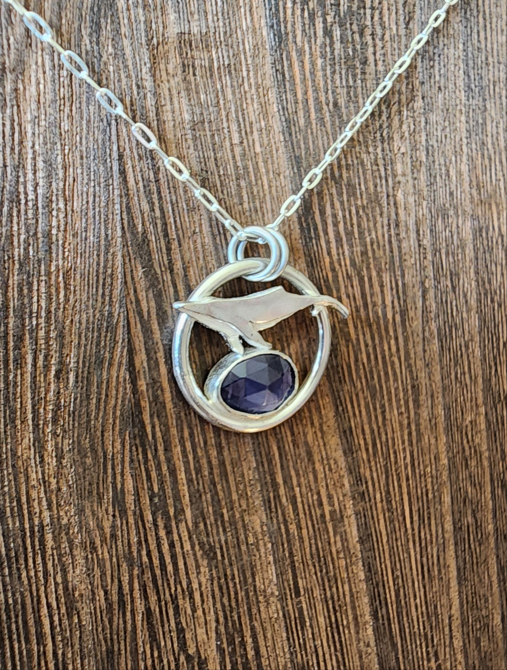 Mini Whale and Iolite Pendant #01