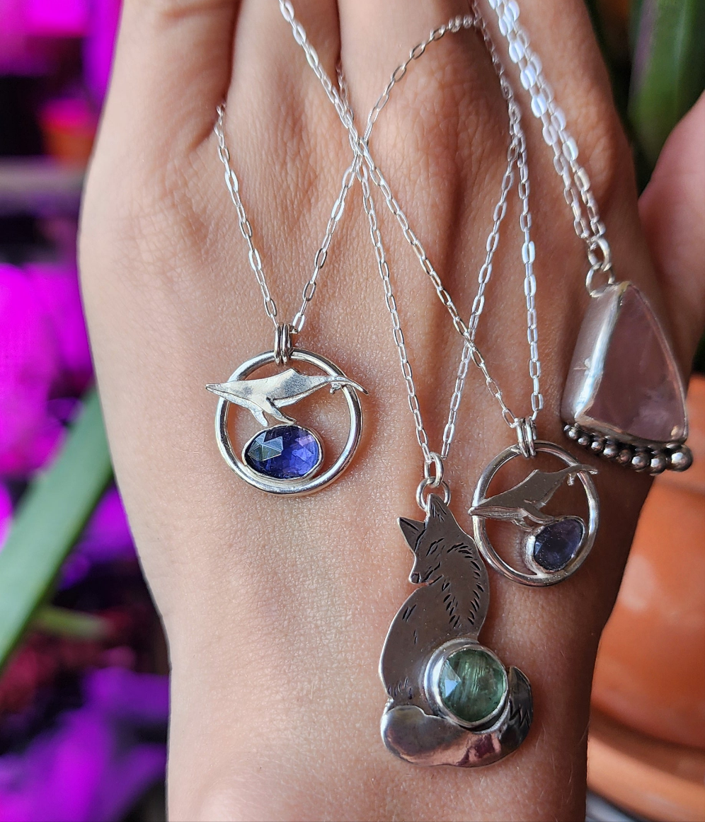 Mini Whale and Iolite Pendant #01