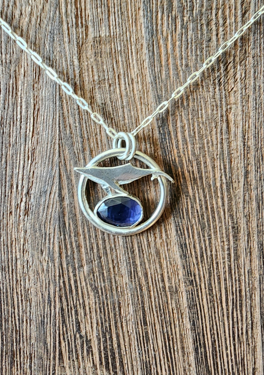 Mini Whale and Iolite Pendant #01
