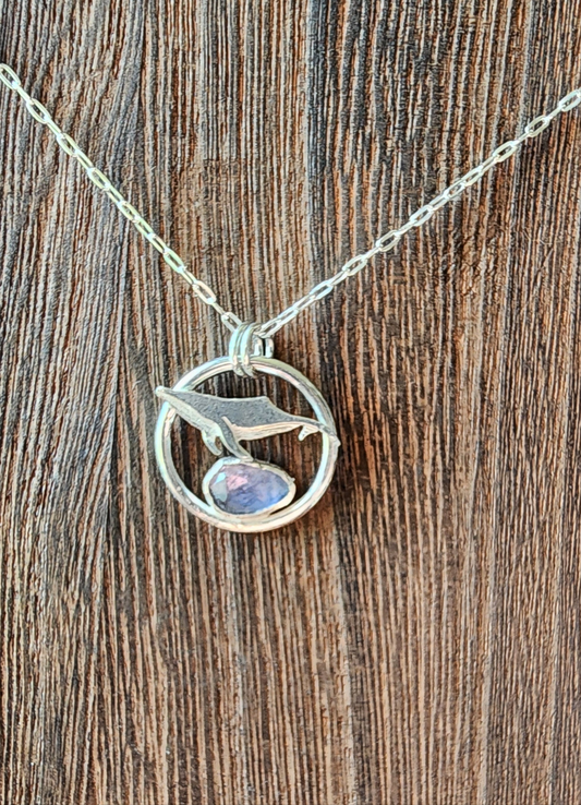Mini Whale and Iolite Pendant #02