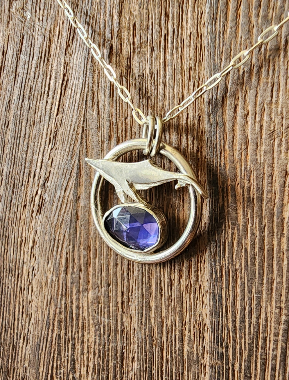 Mini Whale and Iolite Pendant #01