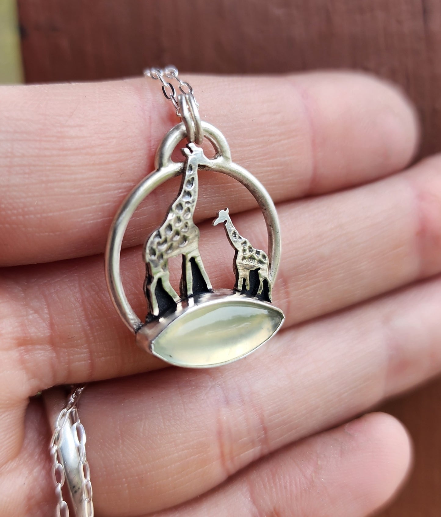 Prehnite Giraffe Pendant- Jamie