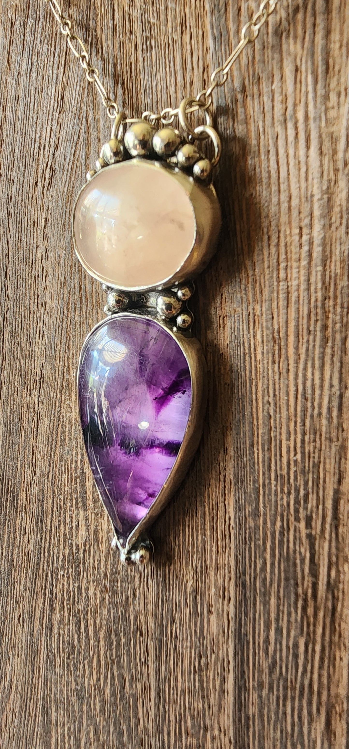 Rose Quartz and Amethyst Pendant