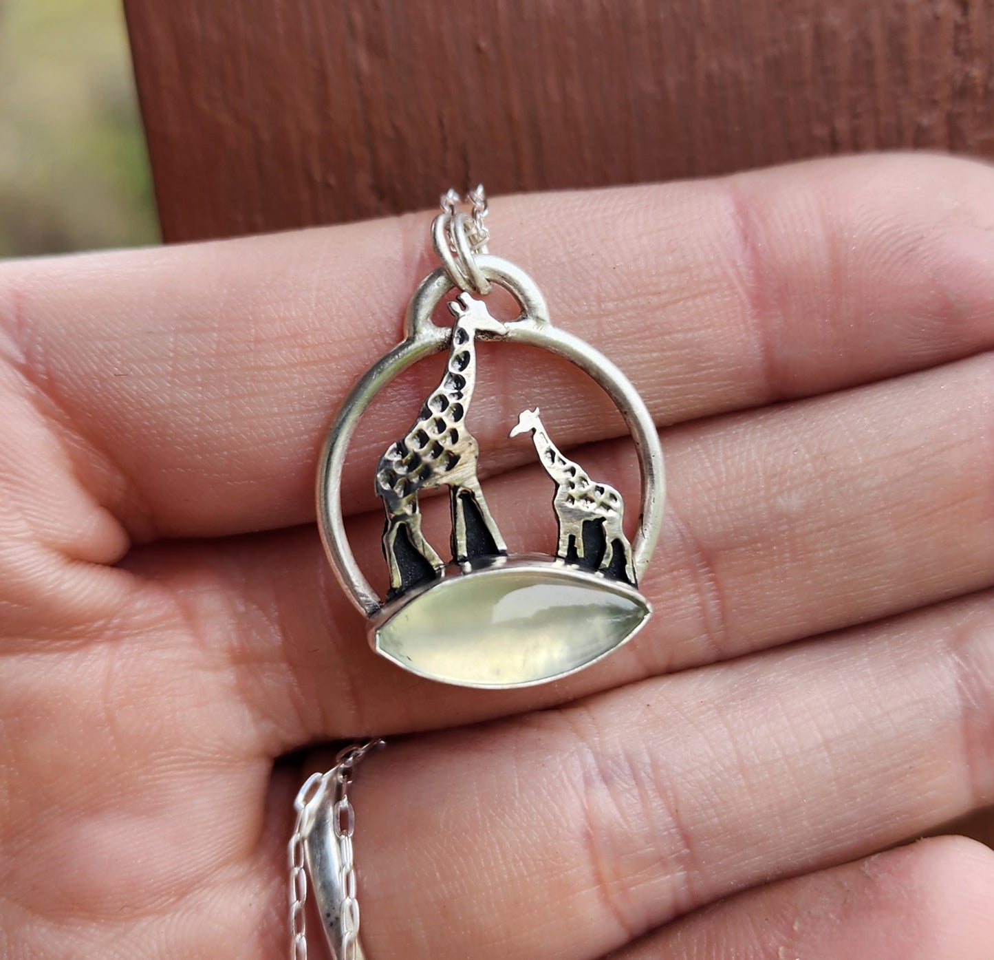 Prehnite Giraffe Pendant- Jamie