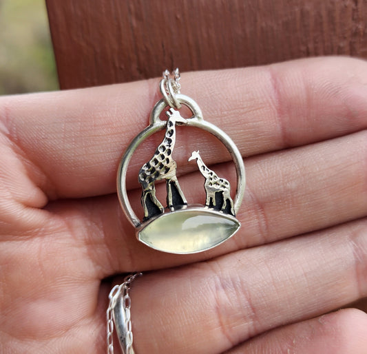 Prehnite Giraffe Pendant- Jamie
