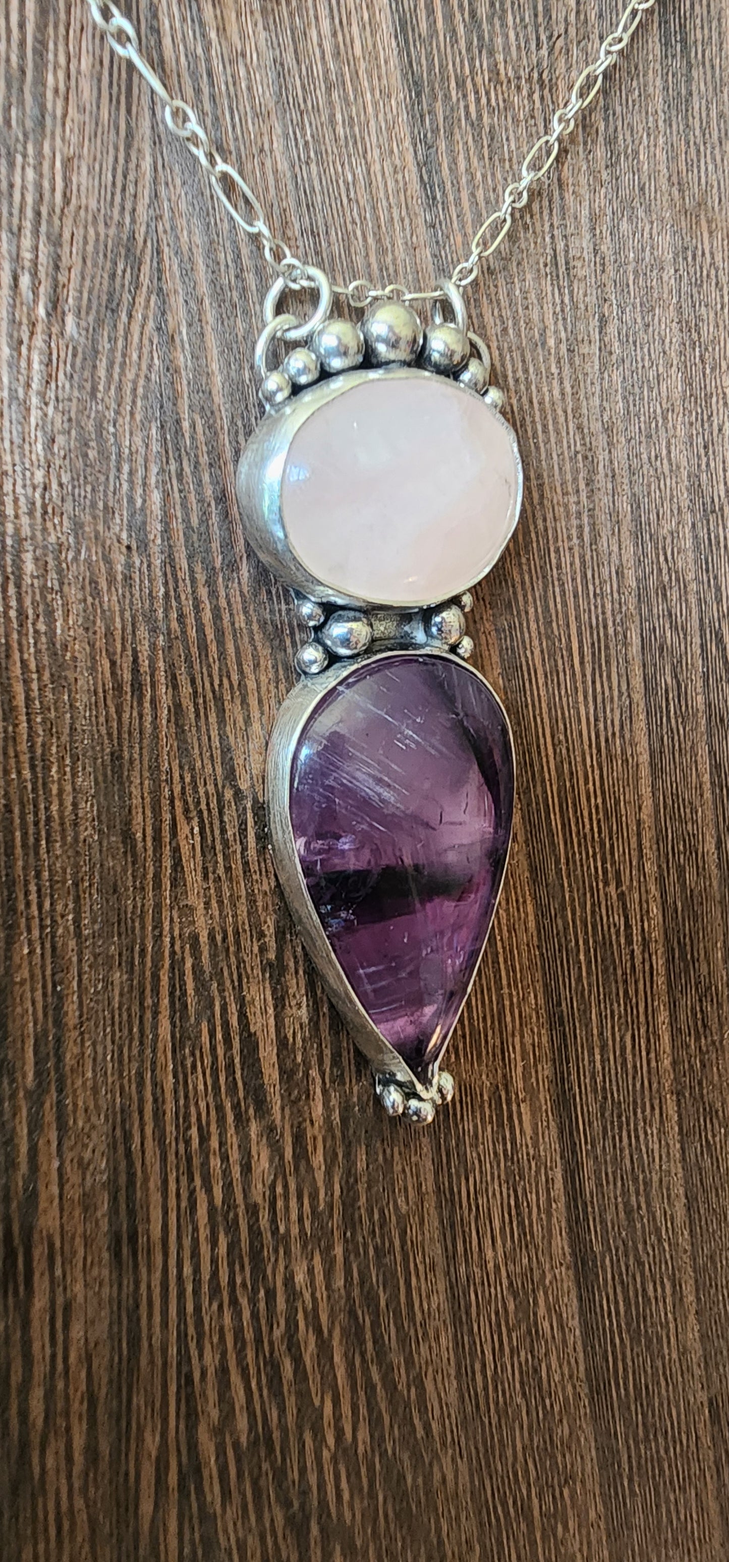 Rose Quartz and Amethyst Pendant
